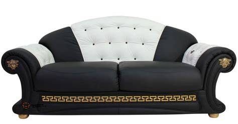 versace black leather sofas